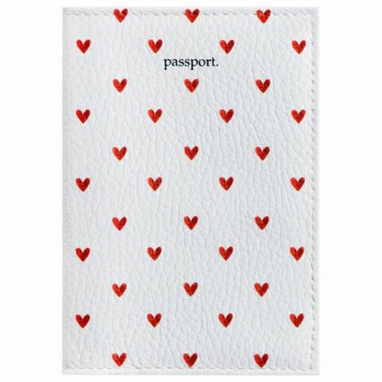 Обложка для паспорта Brauberg "Сердечки" натур. кожа, белая