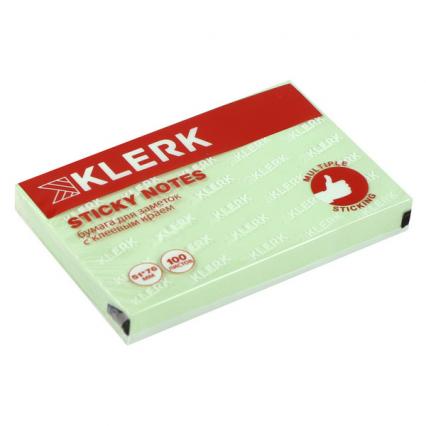 Бум. с клеев. кр. 51*76 мм пастель зеленый Klerk 100 л.