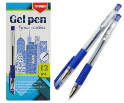 Ручка гел. Intelligent 0,5 мм игол., синяя, рез. держ.