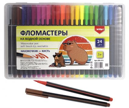Фломастеры-кисть 24 цв. Intelligent "Трехгранные" 1-4 мм, пласт. пенал