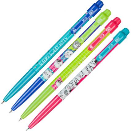 Ручка шар. авто M&G "Много кошек" 0,35 мм, синяя