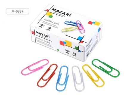 Скрепки цветные 28 мм 100 шт. Mazari