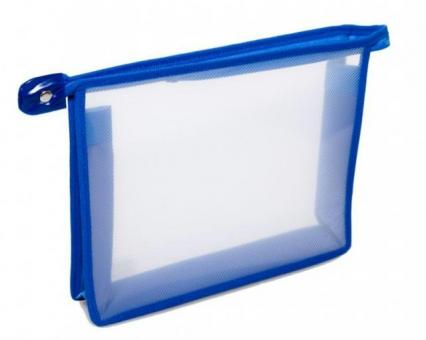 Папка для тетр. А5 1 отд. Кокос "Синяя" на молнии, прозр.