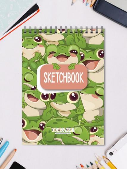 Скетч-бук А5 мм греб. 40 л. Нарисуй меня! "Лягушки" 100 г/м2