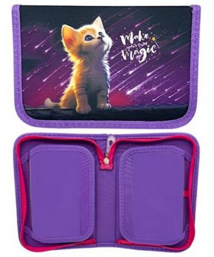 Пенал 1 отд. с 2-мя планками Intelligent "Котенок" 22*14 см