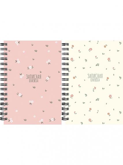 Записная кн. А6 120 л. греб. клетка ПП "Цветение"