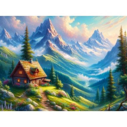 Картина по номерам 30*40 см ПП "Горный домик" подрамник