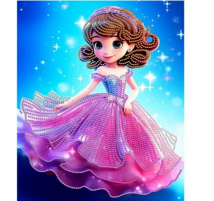 Алмазная мозаика с част. зап. 25*30 см Mazari "Принцесса" микс