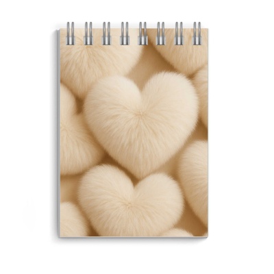 Блокнот А7 40 л. греб. клетка Ф+ "Бежевые сердца"