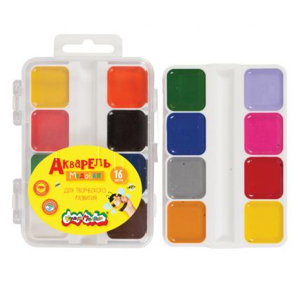 Краски акв. 16 цв. Каляка-Маляка пл. кор. европодвес, без кисти