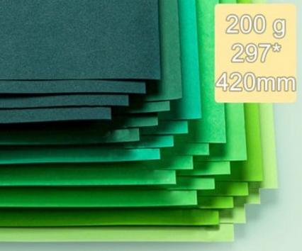 Картон цв. А3 "Зеленые оттенки" 200 г/м2