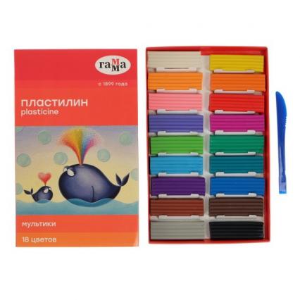 Пластилин 18 цв. ГАММА "Мультики" 360 г, со стеком