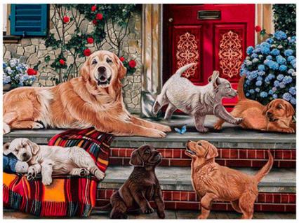 Алмазная мозаика с полн. зап. 30*40 см ПП "Семья лабрадоров" подрамник