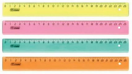 Линейка 30 см СТАММ "Неон" цв. непрозр.