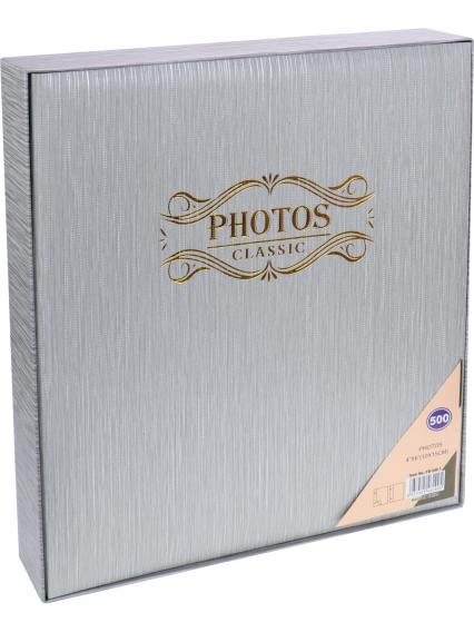 Фотоальбом на 500 фото 10*15 см ПП "Классика" сер. рябь