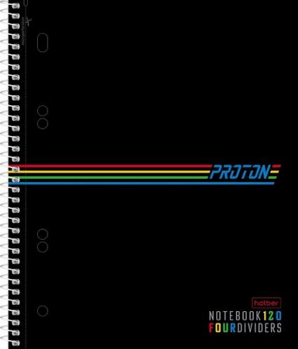 Тетрадь тв. обл. 120 л. кл. греб. Х "Четыре цвета" многоуров.перфорация 
