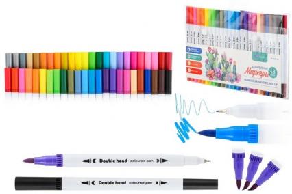 Набор акварельных скетч-маркеров 48 цв. Basir линер/кисть