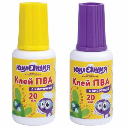 Клей ПВА 20 г Юнландия с кисточкой