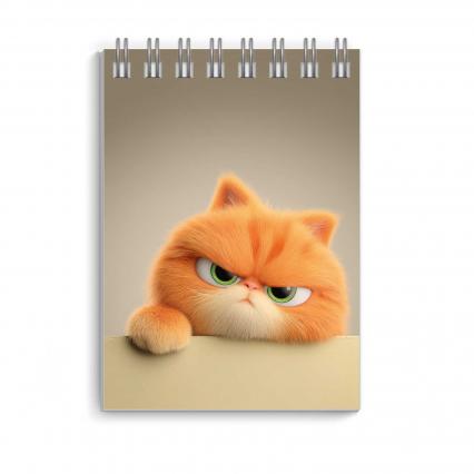 Блокнот А7 40 л. греб. клетка Ф+ "Кот-рыжик"