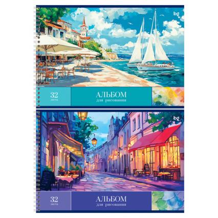Альбом для рис. А4 32 л. греб. БД "Пейзажи" 