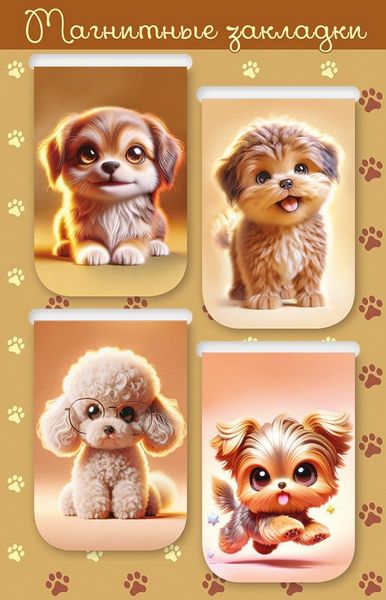 Набор закладок для книг магн. 4 шт. "Собачки"