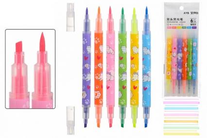 Набор маркеров выделит. 06 цв. Basir "Лапки" двухсторонние