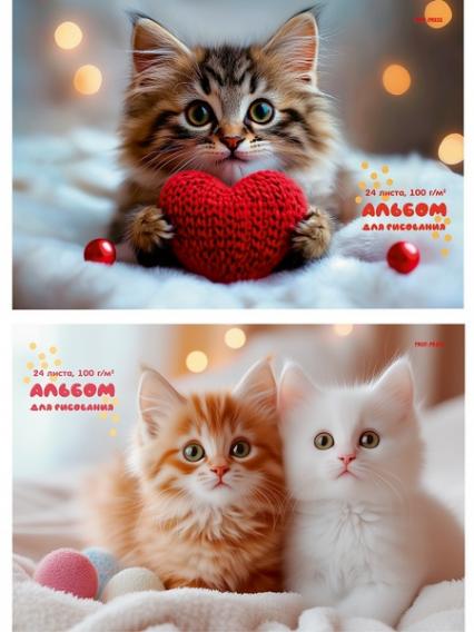 Альбом для рис. А4 24 л. ПП "Котята на пледе"