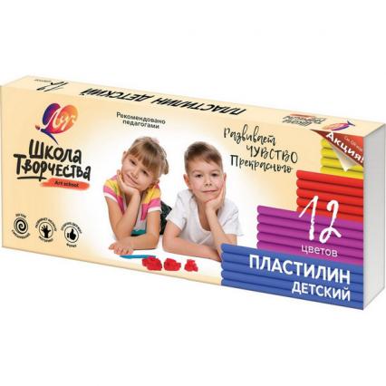 Пластилин 12 цв. ЛУЧ "Школа творчества" 288 г, со стеком