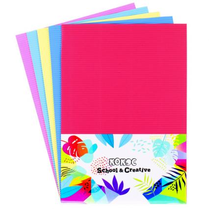 Набор цв. картона А4 ГОФРО 05 л. 05 цв. Кокос немелов.