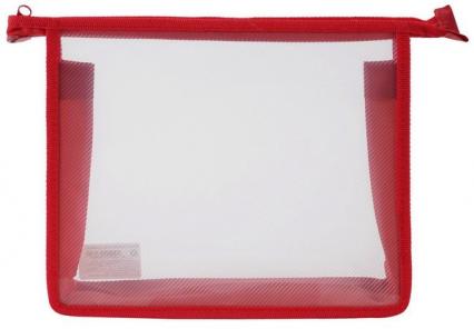 Папка для тетр. А5 1 отд. Кокос "Красная" на молнии, прозр.