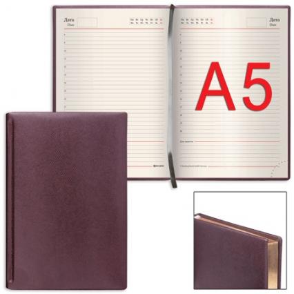 Ежедневник недат. А5 160 л. Brauberg "Игуана" т.корич., зол. срез