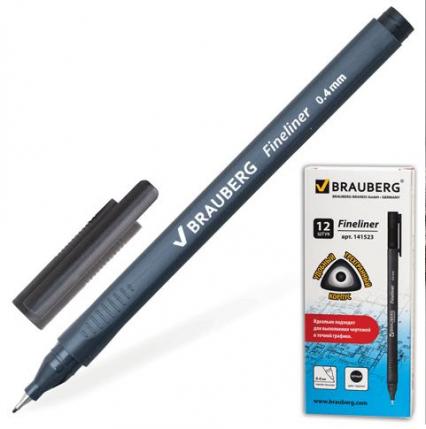 Линер Brauberg "Карбон" 0,4 мм, черный, трехгр.