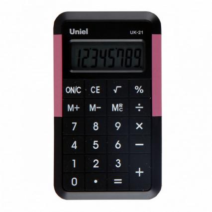 Калькулятор карм. UNIEL UK-21 98*56*9 мм, цв. асс.
