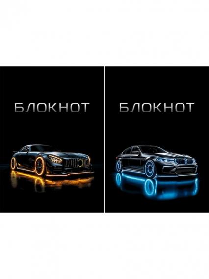 Блокнот А7 48 л. скл. клетка ПП "Стильные автомобили" 