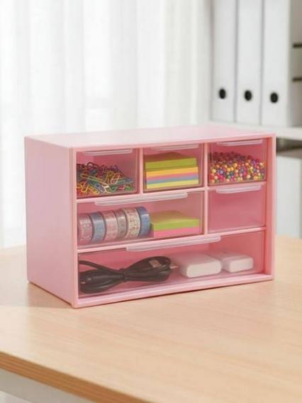 Органайзер настольный "Цветная коробка" розовый