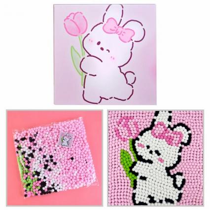 Аппликация помпонами 30*30 см Творческая мастерская "Зайка с бантиком"