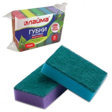 Набор губок для посуды 05 шт. Лайма "Макси" 9,6*6,4*2,7 см, поролон
