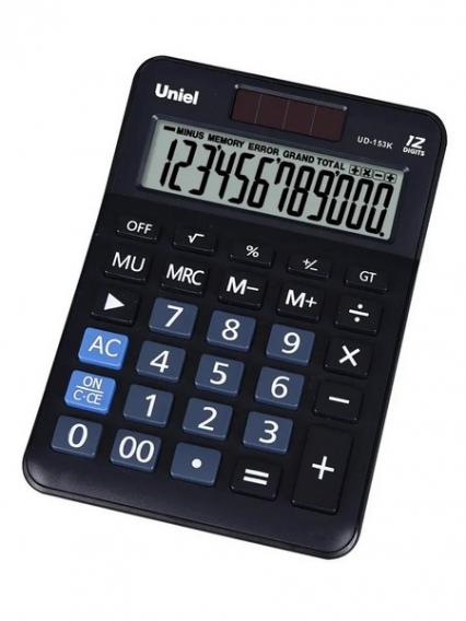 Калькулятор настол. UNIEL UD-153К, 12 разр. 149*104*29 мм, черный 