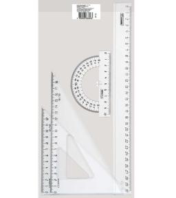 Набор линеек 04 пр. большой СТАММ прозр. (линейка 30 см, 2 треугольника, транспортир)
