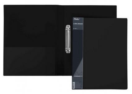 Папка А4 на 2 кольц. 40 мм Х "Стандарт" с карман, черная