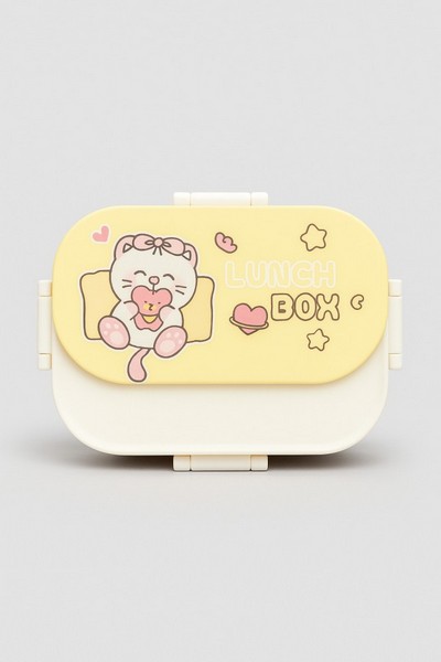 Ланч-бокс 1400 мл "Kitty and Bear" желт. с прибор.
