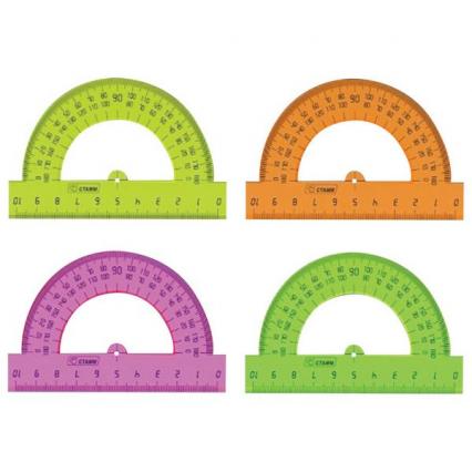 Транспортир 10 см 180° СТАММ флю прозр. с отлит. шкал. 