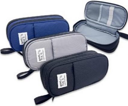 Пенал-косметичка Intelligent "Овальный" 2 отд. с наружным карманом на молнии, с нашивкой