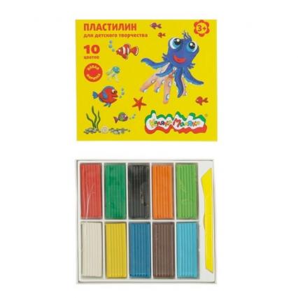 Пластилин 10 цв. Каляка-Маляка 150 г, со стеком