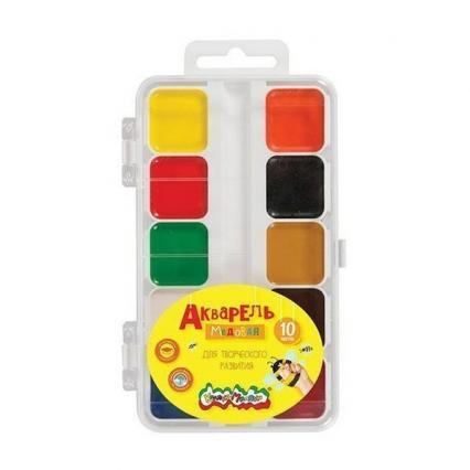 Краски акв. 10 цв. Каляка-Маляка пл. кор. европодвес, без кисти