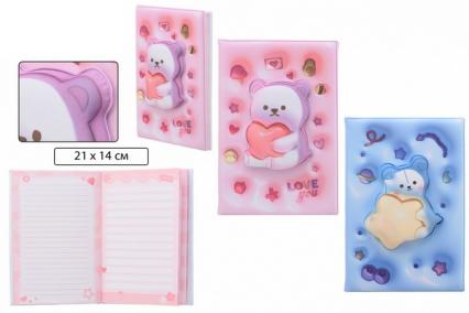 Блокнот А5 80 л. тв. обл. клетка Basir "Мишка" ПВХ