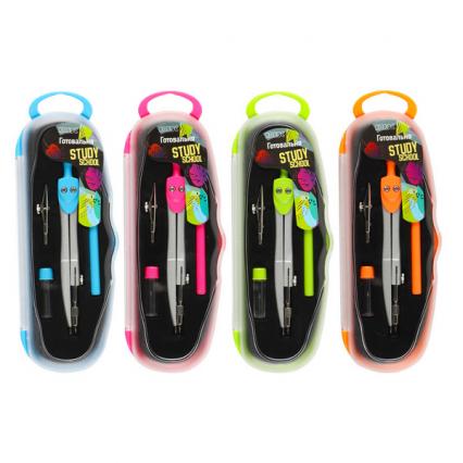 Готовальня 04 предмета Кокос "Школа" 120 мм, в пенале