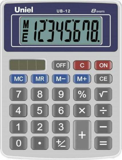 Калькулятор настол. UNIEL UB-12B, 8 разр. 126*95*25 мм