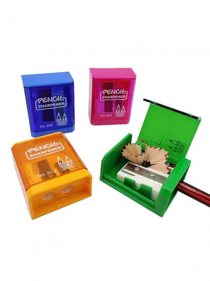 Точилка пласт. 2 отв. с контейнером "Апельсиновая корка"