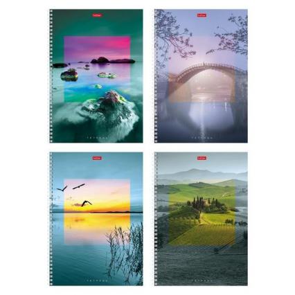 Тетрадь А4 80 л. кл. греб. Х "Впечатления" жест. подложка, многоур. перфор.